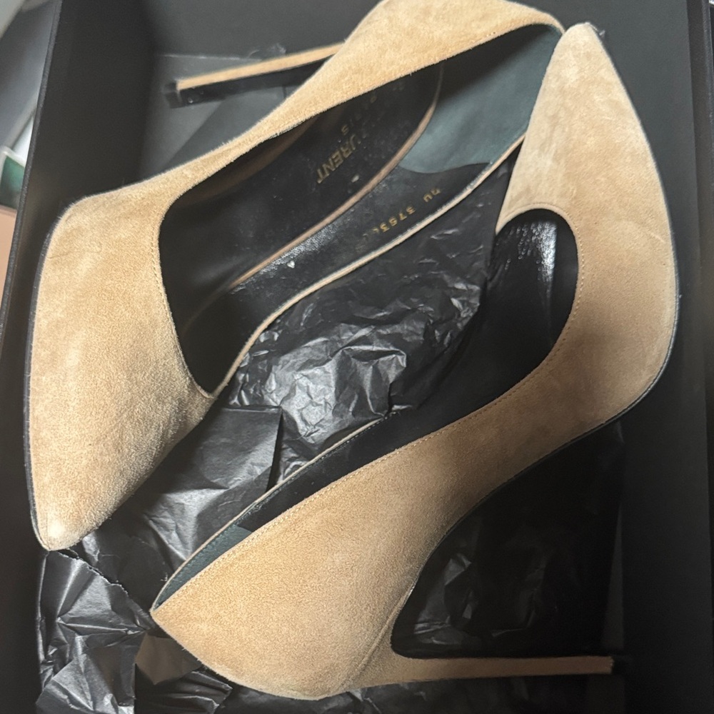 Saint Laurent Tan Suede Heels